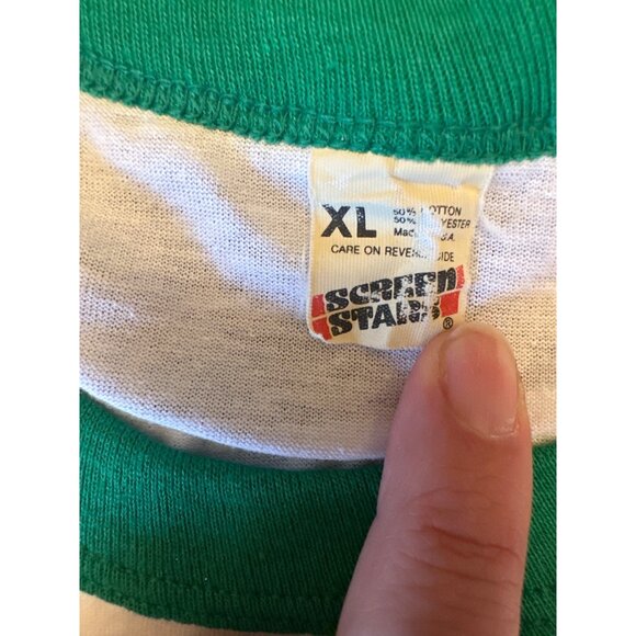 Vintage 80s Tanqueray Ringer T-Shirt Size XL White & Green - Picture 3 of 4